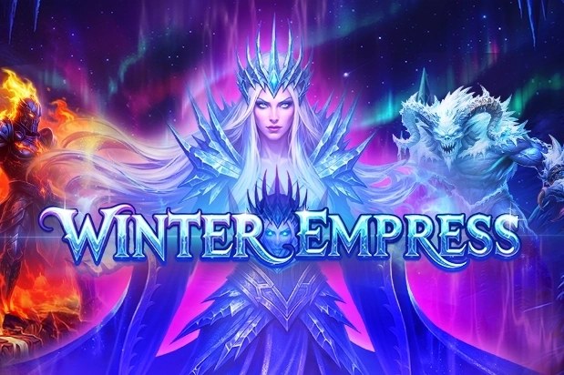 Eisvitrine im Foyer: Original-Cover des Slots Winter Empress